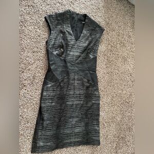 Ellen Tracy Black Textured Midi Dress